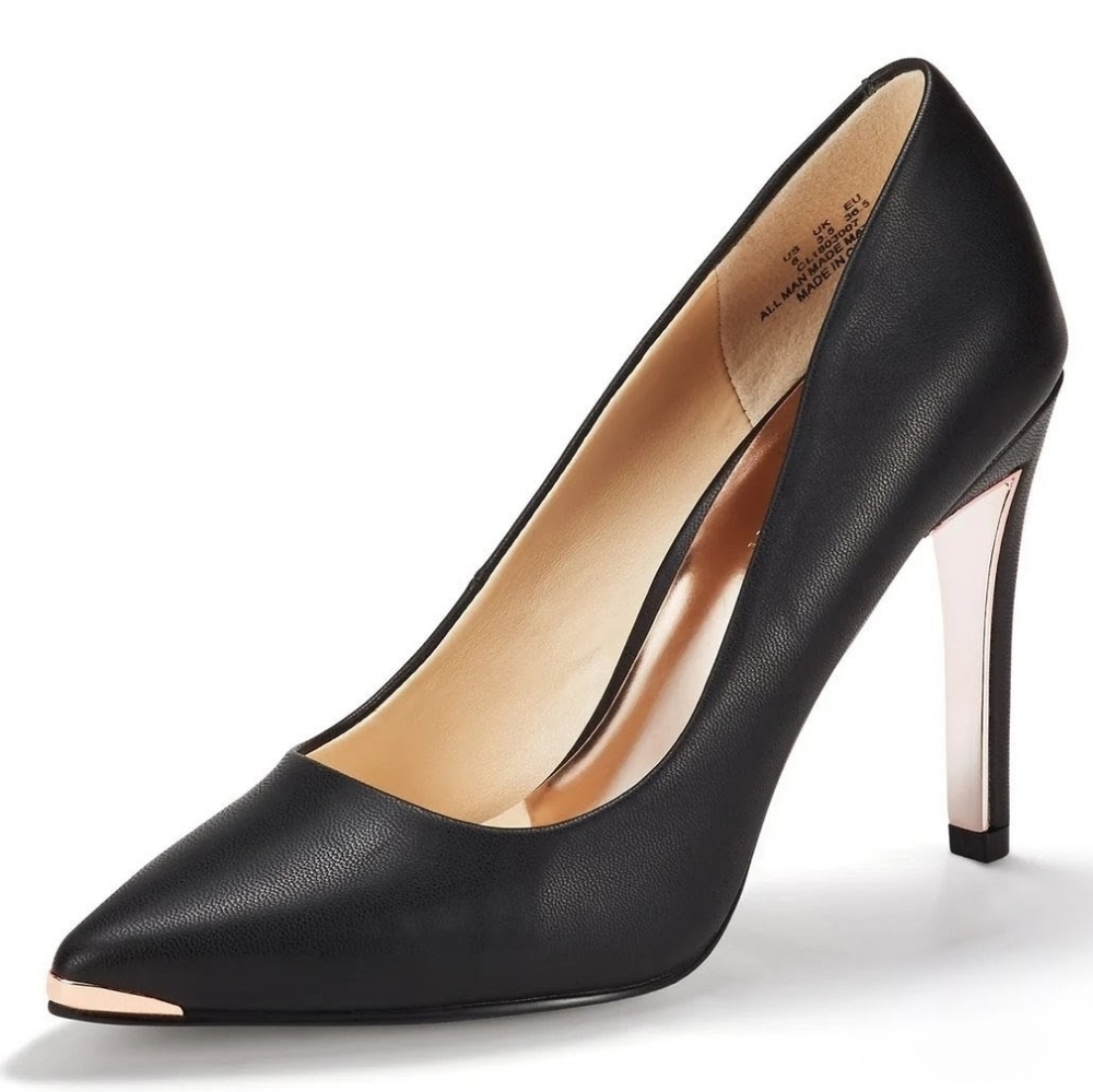 JENN ARDOR Fashion Pointed Toe Stiletto Heel Pumps Black with Cooper
